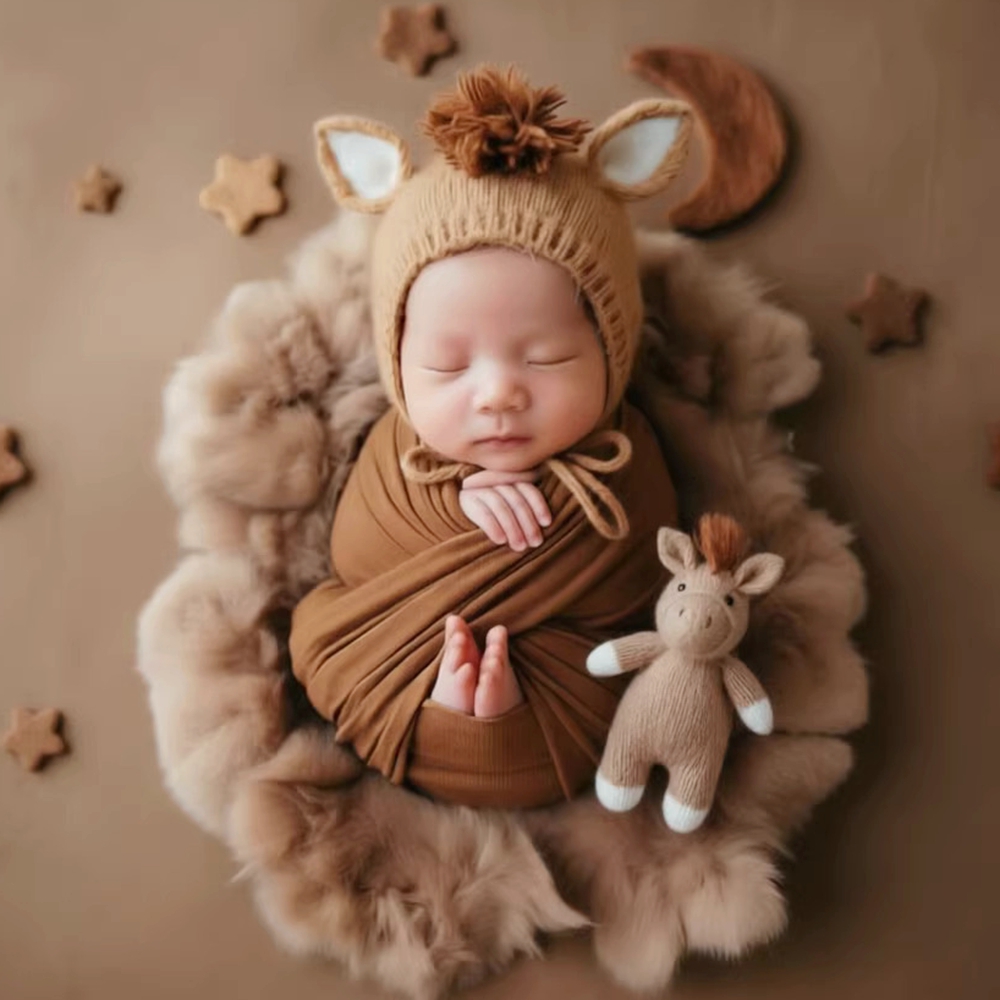 Baby Hat Beanie - Knitted Horse Hat with Doll Newborn